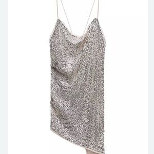 Zara Silver Sequin Camisole Top